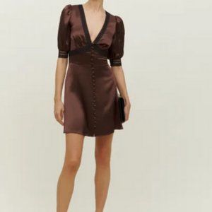 NWT Reformation Brigitta Silk Dress sz 2 in cafe